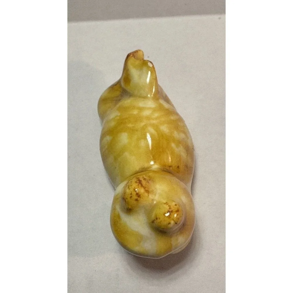 Ceramic Drip Glazed Frog Gold‎ and white Figurine